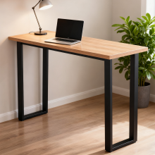Rectangular Bar Table Metal Legs Breakfast OAK