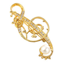 Vintage Beaded Brooch for Men's Suit Elegant Lapel Pin Gold Color
