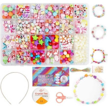 Schmucksets – Nicht näher spezifiziert – 550 bunte Perlen – 24 Formen – Für Kinder – Gemischt