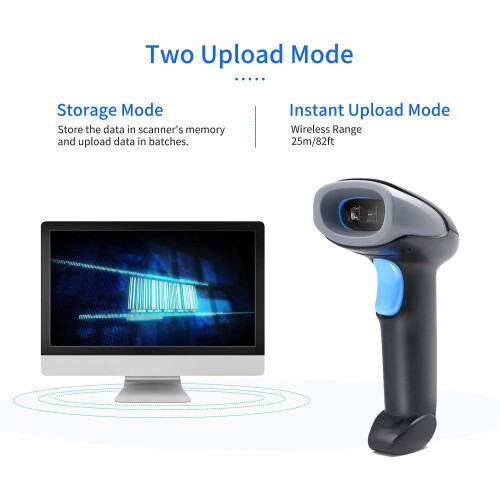Wireless Barcode Scanner, Professional Handheld QR Code Reader with Long Standby Time for Supermarket Library Logistics Warehouse 1