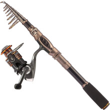 Telescopic Carbon Fiber Fishing Rod with Reel Combo for Sea, Saltwater, Freshwater 2.1M