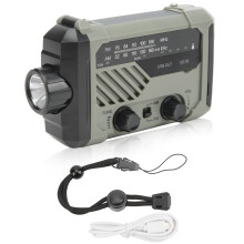 Emergency Weather Radio With Solar Panel, 5 Way Powered Hand Crank NOAA Alert Stations Rechargeable Battery AM FM SW Solid Reception For Hurricane Pre