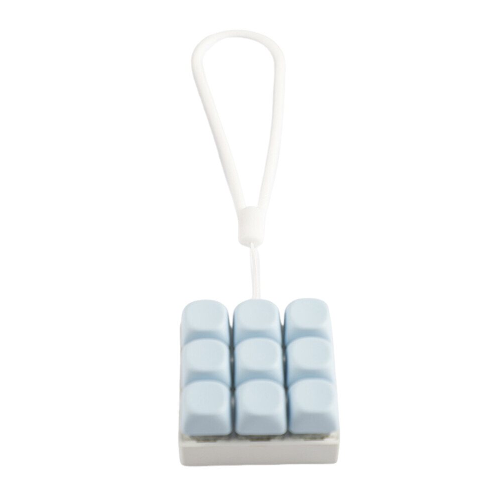 9 Key Keyboards Clicks Toy Silicone Keychain- Light/Blue 7704000524094