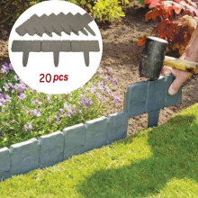 20-teilige Gartenrandsteine aus Kunststoff, Steinoptik, grau, wetterfest