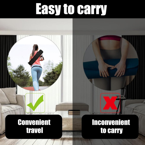 Yoga Mat Bag with Bottle Pocket, Adjustable Strap, Black 2