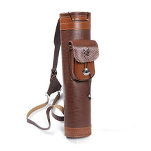 Shoulder Back Quiver Bow Arrow Holder Leather with Large Pocket Handmade Straps Belt Bag for Archery Competition Brown 1