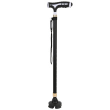 Canne de marche pliante et réglable avec base rotative et pieds antidérapants, bâton léger en aluminium pour les personnes âgées et les