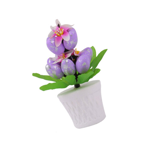 Easters Eggs Tree Potted Plant Display Ornament for-Purple