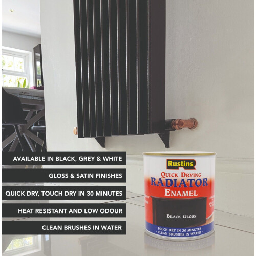 Rustins Rustins Quick Drying Radiator Enamel Gloss - Grey 250ml 1