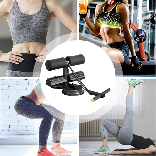 Adjustable Resistance Band Suction Cup AB Exercise Auxiliary, Abdominal Training Aids Black 2