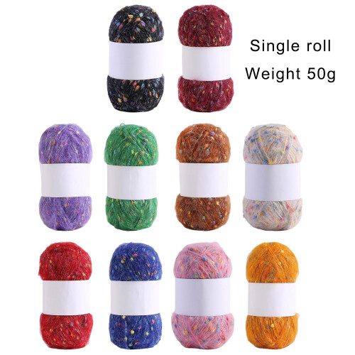 3 Rollen Häkelgarn, Strickgarn, Regenbogenfarben,-Kamelfarbe 2