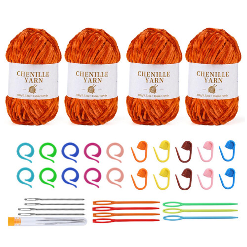 4 Stück weiches Häkelgarn mit Stricknadel und-Chenille-Set 1