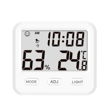 Kunstzinnige hygrometer voor elke ruimte, zeer nauwkeurige digitale hygrometer, stralingsvrije binnenthermometer met elegant houtnerfdesign.