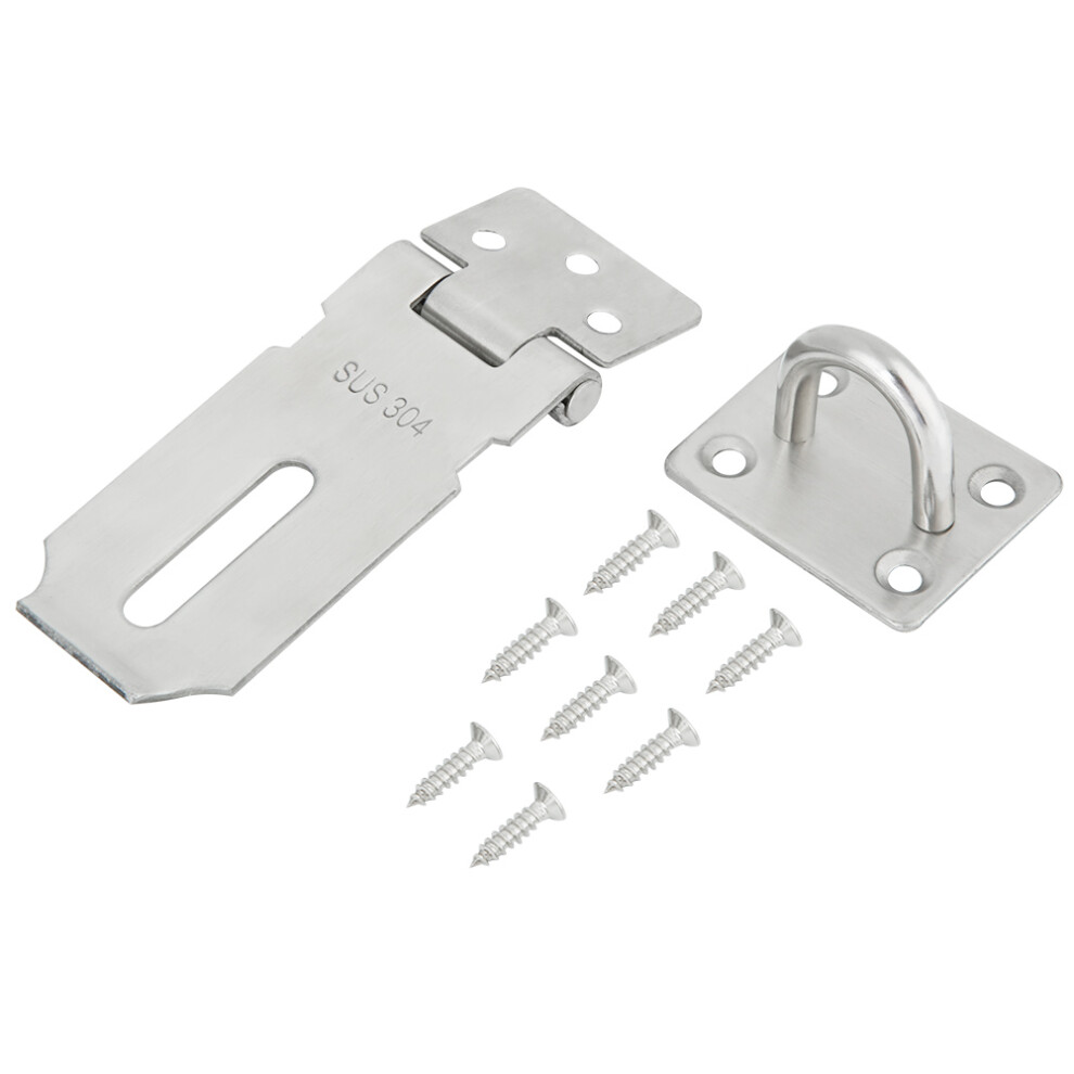 Heavy Duty Door Hasp Latch Stainless Steel Safety Rust Resistant Security Clasp Sturdy And Durable Easy Installation Adjustable Installation Padlock C 9198585092181