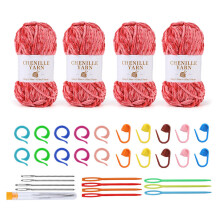 4 Stück weiches Häkelgarn mit Stricknadel mit-Chenille-Set 8