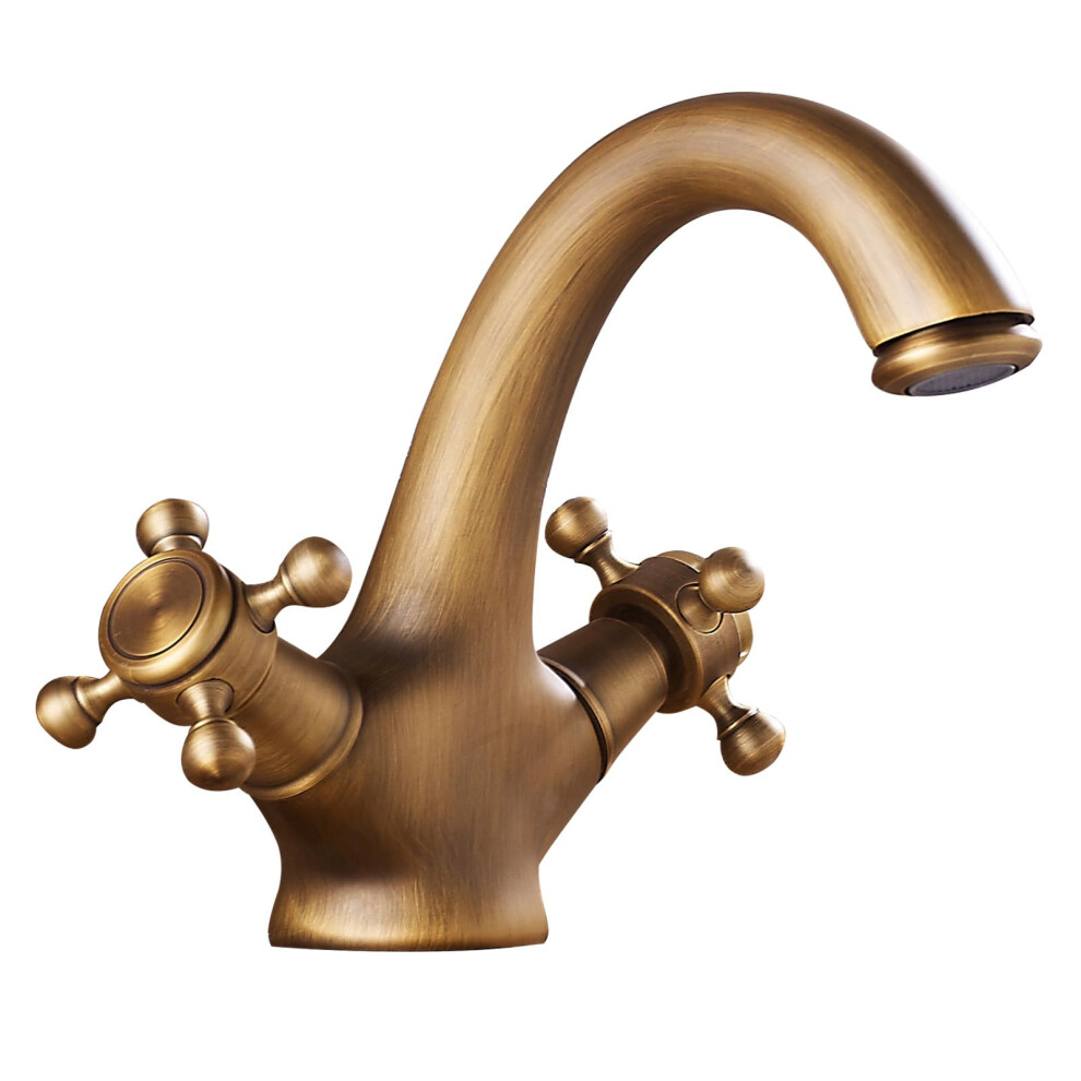 Basin Faucet With Two Handles, Bathroom Faucet Brass Mixer Tap For Bathroom, Retro, Mixer Tap For Sink Hot And Cold (Bronze Vintage) 9119770831774
