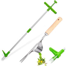 Manueller Unkrautstecher aus Aluminium, Gabelgrasstecher, tragbares Gartengerät mit 3 Krallen