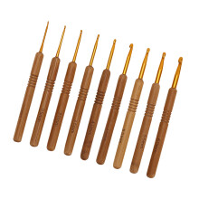 9 Teile/satz Häkelnadel Ergonomischer Griff-Bambusgriff gold h