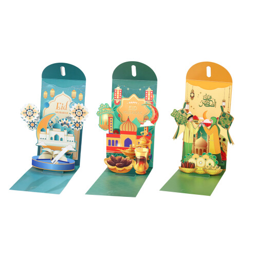Exquisites 3D Redness Envelopes Eid Mubarak Money Packet-Green 2