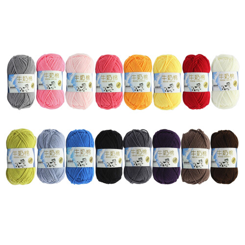 Buntes Häkelgarn, Strickgarn, Milchbaumwollgarn-63 Zitronengelb 1