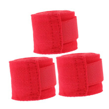 3 Rolls Sports Fitness Resistance Band Boxing Bandages Cotton Wrist Protection Red