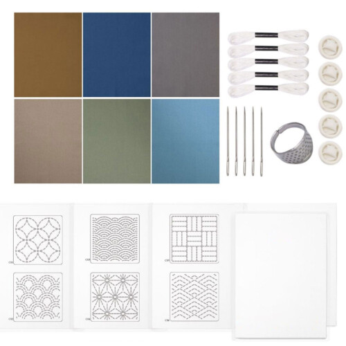 Needlework Set with Jeans Fabric Thread Stitching-Combination C