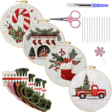 Christmas Embroidery Kits Embroidery Hoop Kits with Thread-1