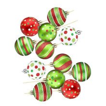 12pcs Christmas Tree Adornment Plastic Baubles in Festival Green