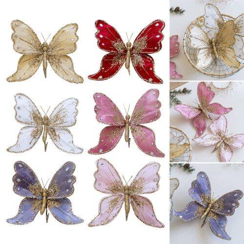 Handmade Hanging Adornment Artificial Butterfly Shaped-Red 2