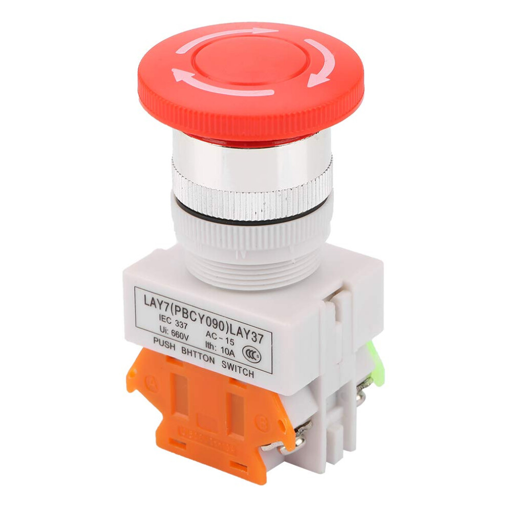Emergency Stop Button, Selflocking Mushroom Push Button Switch, 22Mm Lay3711zs 9119770832825