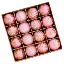 Set of 16 Christmas Tree Ornament Shatterproof Colorful-Pink