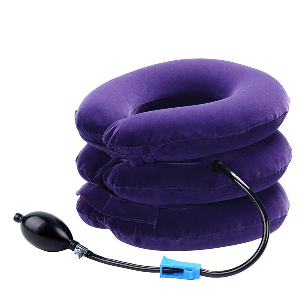 Purple Cervical Neck Traction Device Inflatable Neck Stretcher, Use For Neck And Shoulder Relief Traction Spine Alignment, Neck Cervical Brace(Purple)