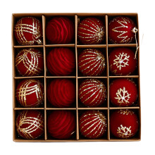 16Pcs Christmas Tree Baubles Shatterproof Hanging-Burgundy