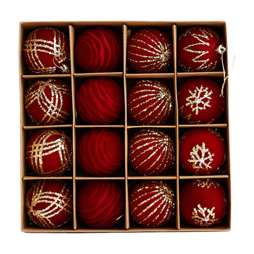 16Pcs Christmas Tree Baubles Shatterproof Hanging-Burgundy
