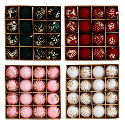 16Pcs Christmas Tree Baubles Shatterproof Hanging-Burgundy 1