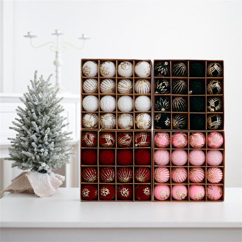 16Pcs Christmas Tree Baubles Shatterproof Hanging-Burgundy 2