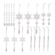 Set of 18 Acrylic Snowflake and Icicles Christmas Tree Hanging