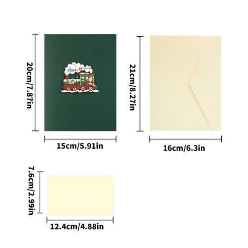 Delicate 3D Christmas Popup Greeting Cards With Envelopes For 2