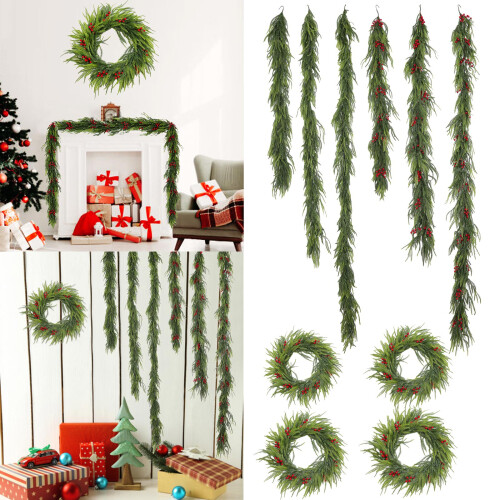 Artificial Christmas Greenery Pine Branch/Wreath-Red fruit 1.8m 2