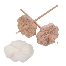 Drop Spindle with Roving Yarn Wood Weaving Spindle Top Whorl
