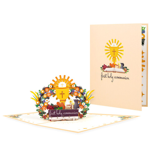3D First Communion Card for Christians Celebratory Hand Folded