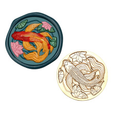 Zegelstempelkop met prachtig patroon voor-Koi en lotus