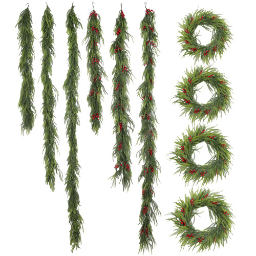 Artificial Christmas Greenery Pine-Red fruit garland 50 1