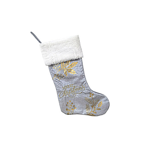 Soft Embroidered Letter Christmas Stocking-D type silver gray