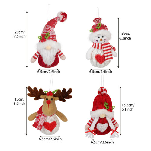 Set van 4 polyester hangers, kerstboomversieringen, kerstman, 2