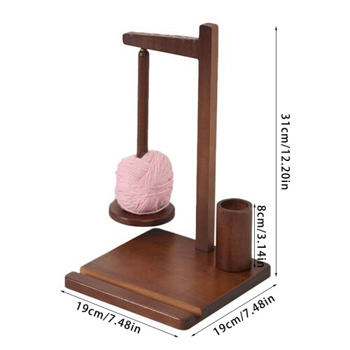 Multifunction Wood Yarn Holder for Knitting Crocheting Rotating 2