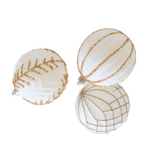 Praktische kerstballen met glitters Detail 3-delige set-D