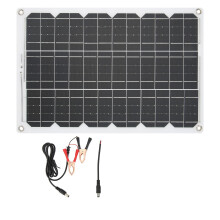 Solpanel monokristallin högeffektiv 18W 18V, vattentät rostfri, lätt och hållbar, bärbar, billaddningskabelklämma medföljer