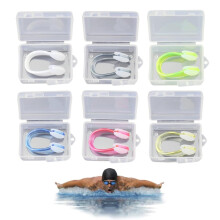 6 pieces swimming nose clip, reusable antislip silicone nose clip with transparent storage box, ideal for swimming, diving and water sports