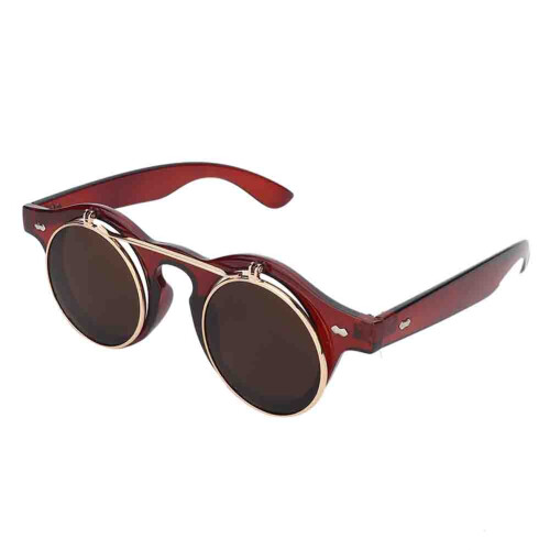 Γυαλιά ηλίου Round Circle Flip Up για γυναίκες, Γυαλιά ηλίου Flip Up Retro Steampunk Style Ελαφρύ, 1